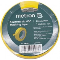 METRON MASKING TAPE 25MMX40M YELLOW (16PCS/PACK)