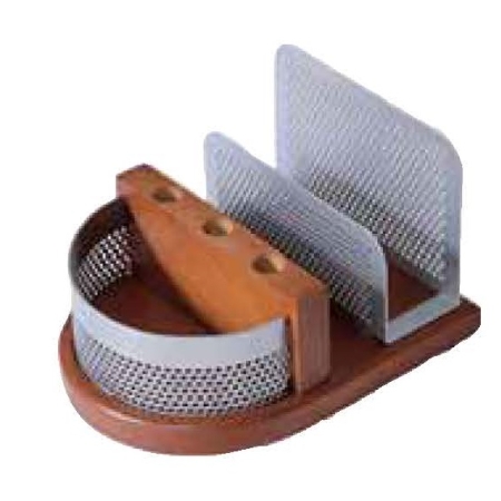 METAL/WOOD DESK ORGANISER FOR CARDS/CLIPS/PENS