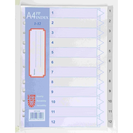 DIVIDERS  PLASTIC A4 1-12