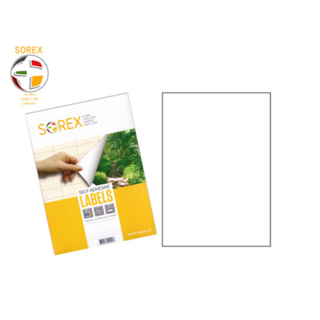 SOREX LABELS A4 1/SHEET 210X297 100SH WHITE