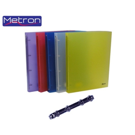 METRON A4 PP 4-RING BINDER 4CM CLEAR