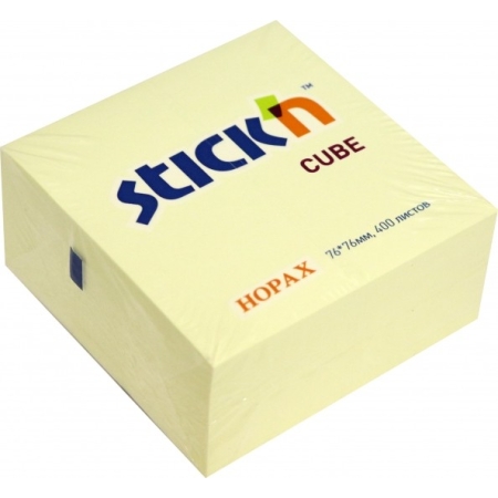 STICK N NOTES CUBE 76X76MM YELLOW 400P
