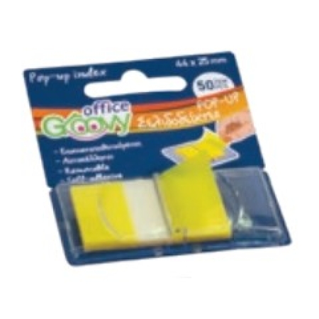 GROOVY POP-UP INDEX FLAGS 44X25MM 50PCS YELLOW