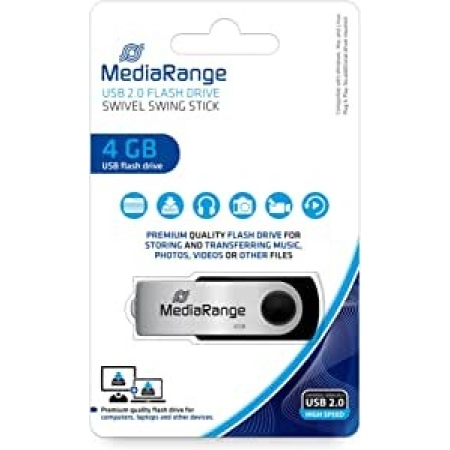 MEDIARANGE 4GB USB 2.0 BLACK/SILVER MR907