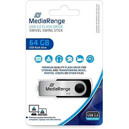 MEDIARANGE 64GB USB 2.0 BLACK/SILVER MR912