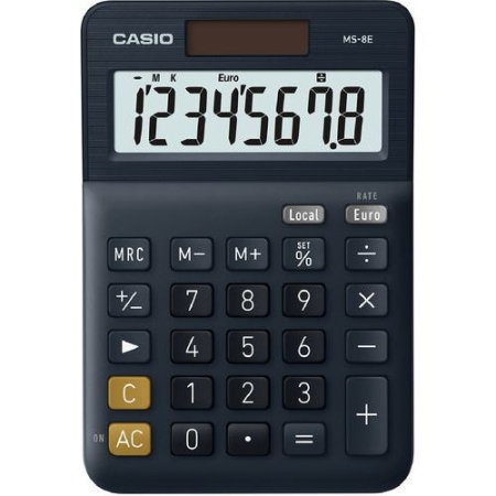 CASIO CALCULATOR 8DIGITS 14.9X10.1CM EURO CONVERSION MS-8E
