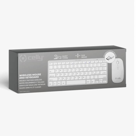 CELLY KEYBOARD & MOUSE WIRELESS FOR SMARTPHONES&TABLETS USB 2.4GHZ WHITE SWJEYBMOUSESV