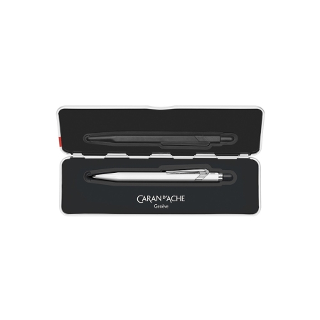 CDA 849 CLASSIC WHITE BALLPOINT METALLIC PEN (+ BOX) BLUE INK M