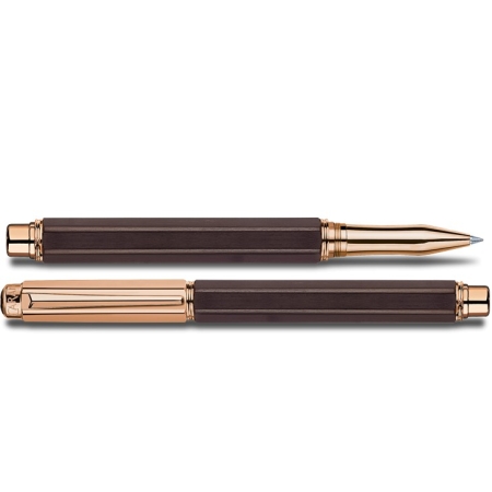 CDA VARIUS EBONY PINK-GOLD PLATED ROLLER PEN (4470.142)