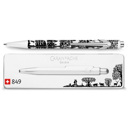 CDA 849 TOTALLY SWISS PAPER CUT BALLPOINT METALLIC PEN BLUE INK M