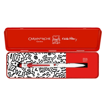 CDA 849 KEITH HARING WHITE BALLPOINT METALLIC PEN BLUE INK M
