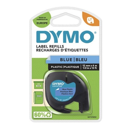 DYMO LETRATAG TAPES 12mm X 4mm- BLUE