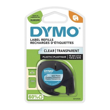 DYMO LETRATAG TAPES 12mmx4m CLEAR