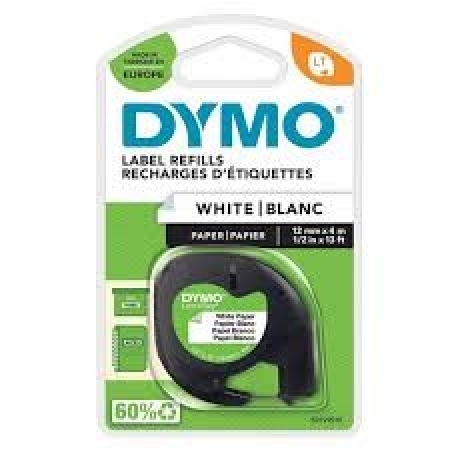 DYMO LETRATAG TAPES PAPER 12MMX4M WHITE