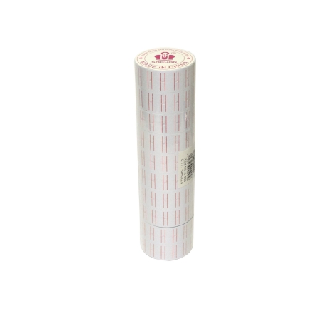 LABEL ROLLS 22X12MM WHITE WITH HOLE & RED LINES (10 ROLLS)