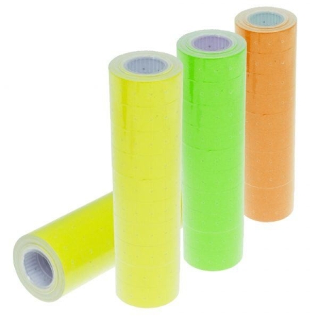 LABEL ROLLS 22X12MM NEON ORANGE WITH HOLE (10 ROLLS)