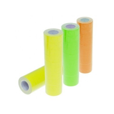 LABEL ROLLS 22X12MM NEON YELLOW WITH HOLE (10 ROLLS)