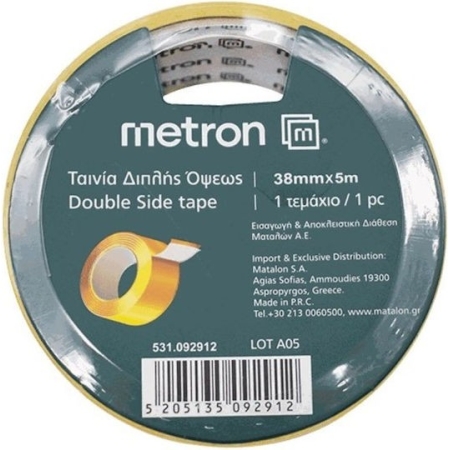 METRON DOUBLE SIDE TAPE 38MMX5M YELLOW