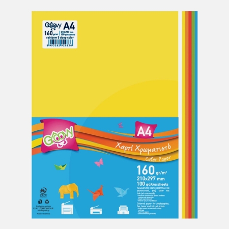 GROOVY PAPER A4 160GSM MIX INTENSIVE COLORS 100SH