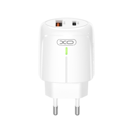XO L114 CHARGER PD20W/QC18W WITH TYPE-C WIRE, 1 USB PORT + 1 PD PORT WHITE