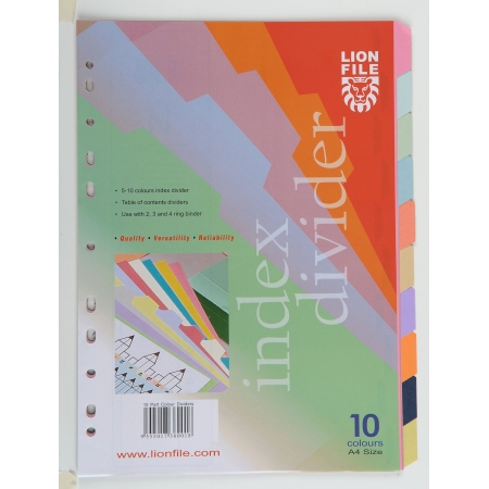 LION PAPER INDEX 10 CLRS TAB