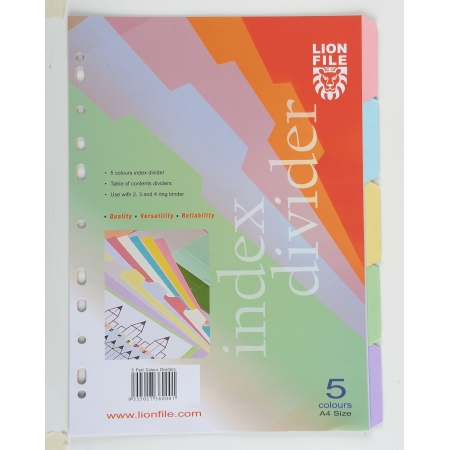 LION PAPER INDEX 5 CLRS TAB