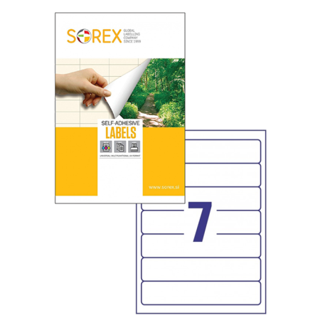 SOREX LABELS A4 7/SHEET 192X38 100SH WHITE