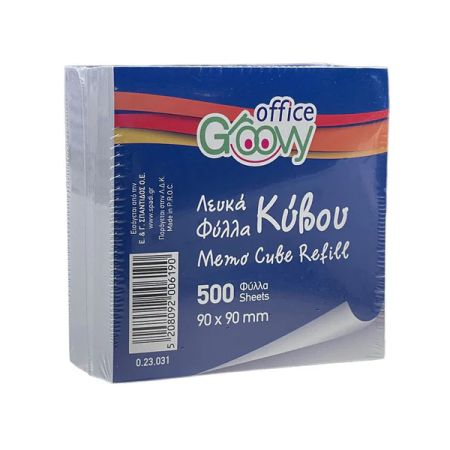 GROOVY WHITE PAPER CUBE 9X9CM 500SH