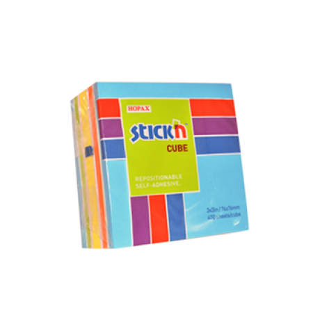 STICK'N CUBE 400SH/PAD 76X76MM NEON-PASTEL BLUE
