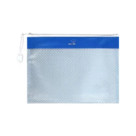 TYPO A5 PVC MESH BAG WITH ZIPPER 24X17 BLUE