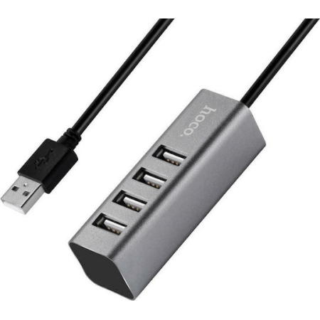 HOCO USB HUB 2.0 4 PORTS & CHARGER HB1 SILVER