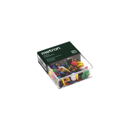 METRON COLOURED PUSH PINS 100PCS