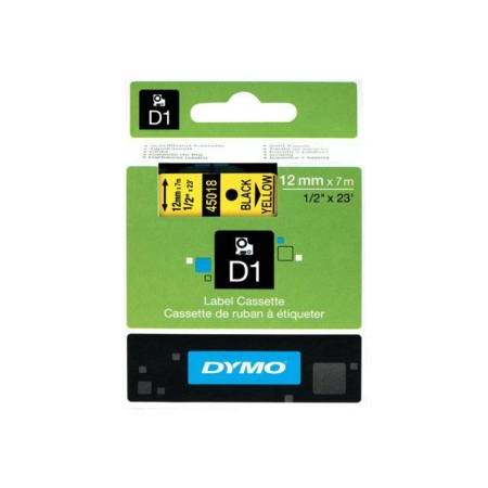 D1 SYSTEM TAPES 12mmx7m-BK YELLOW