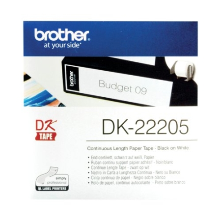 BROTHER CONTINUOUS PAPER TAPE BLACK ON WHITE 62MMX30.48M