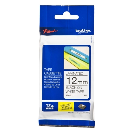BROTHER TAPE TZE231 P-TOUCH 12MM 8M BLACK ON WHITE