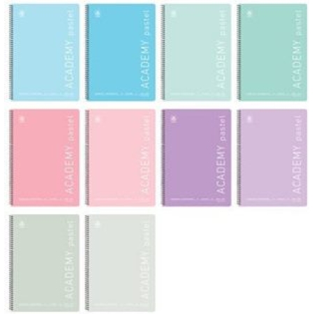SPECIAL SPIRAL ACADEMY NOTEBOOK A4 4SUBS PASTEL